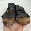 Candie's Vtg 1980's  Size 7 Platforms Sandals Black Leather Wood Chunky Heels Stud Photo 7