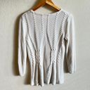 cupio  Snowcap Ivory White Cable Knit 3/4 Sleeve Pullover Sweater Womens Photo 1