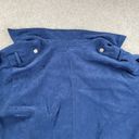 Denim & Co  Womens Jacket 1X Blue Faux Suede Button Up Collar Drawstring Pockets Photo 8