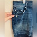 MOTHER Denim  Undone Hem Mini Skirt in Dark Graffiti Size 26 Blue Photo 4