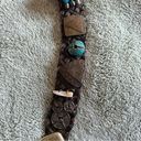 Chico's Genuine Leather Brown Braided Southwestern Turquoise Belt Size Large Photo 5