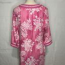 Carole Hochman  Long Dressing Gown Housecoat 1/2 Zip Pink Floral Cotton Sz Small Photo 7