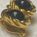 Edge KJL for Avon Vintage Earrings Clip on Gold Tone Black Cabochon Twisted  Photo 9