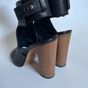 Vince  Addie Open Toe Bootie Pump Block Heel Black Mule Leather Peep Sandal 7.5 Photo 3