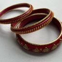 Anthropologie  Red & Gold Bangle Braclets - Set of 3 Photo 2