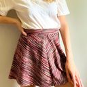 Full Tilt  100% Rayon Striped Maroon / Pink Mini Party Skirt Elastic Waist Photo 0