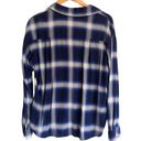 Vince  Soft Relaxed Brushed Plaid Button Down Long Sleeve Top Blue White Small Photo 2