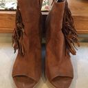 Big Buddha  Vernelle 001 Camel Brown with frayed open toe booties - US Size 8. Photo 1