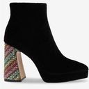 Betsey Johnson  Booties 7.5 Black Textile Upper Embellished Heels Pointed Toe Photo 0