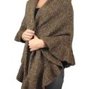 CAbi  #757 sweater knit ruffled shawl cape poncho wrap one size brown Photo 0