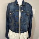 CAbi  denim Dakota jean jacket with removable ivory lace, large Photo 0