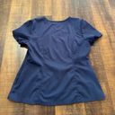 Jaanuu Mock Wrap Navy Blue Large Scrub Top Photo 2