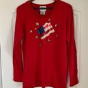 Quacker Factory Quaker Factory Womens Sweater Medium Red‎ American Flag USA V-Neck Vintage 90’s Photo 0