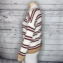 Lou & grey  Size XL White & Burgundy Stripe Cowl Neckline Lightweight Sweater Top Photo 2