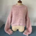 Oak + Fort  womens pink fuzzy sweater size S cropped long bell sleeves Photo 0
