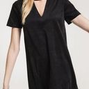 Z Supply The Suede Cut-Out Dress Black V-Neck Strappy Felt Cutout Edgy Mini XS Photo 0