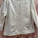 Dress Barn  White Ruffle Trim Denim Jacket Photo 11