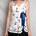 vintage 60s 70s white balloon print ruffle trim cami tank top Photo 2