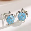 Sterling Silver 925  Sea Turtle Stud Earrings Photo 1