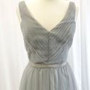 Monique Lhuillier  Bridesmaid Womens 12 Tulle Petra Pleated Sleeveless Gray Maxi Photo 3