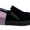 Free People  Varsity Slip On Sneakers Black Velvet Lavender Metallic Leather 10 Photo 8