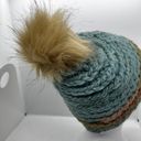 Handmade  Blue and Green Beanie with brown pom‎ pom. New Photo 3