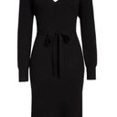 Chelsea28  Belted Long Sleeve V-Neck V-Back Sweater Dress in Black Sz XS NWT Photo 4