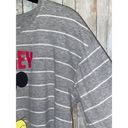 Disney Women's  Mickey Mouse Cropped Long Sleeve Gray Stripe Crop Top Shirt Large Photo 4