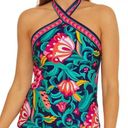 Trina Turk  India Garden Reversible Halter Tankini Top Swimsuit Navy size 6 NWT Photo 0