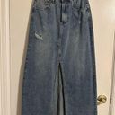 Miss Love  long denim maxi skirt S blue jean distressed NWT NEW Photo 0