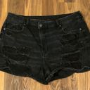 American Eagle Outfitters Black Distressed Denim Mom Shorts Photo 3