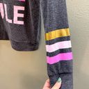 Chaser  Grey Let Love Rule Pink + Gold Stripe Sleeve Sweatshirt - Medium Photo 1