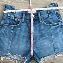 Abercrombie & Fitch  The Mom Shorts High Rise Cut Out Waist Blue Wash Size 26 / 2 Photo 6