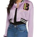 Daisy Purple Cropped Varsity Jacket Size Medium NWT Photo 0