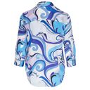 L'Agence L’Agence Dani Silk Blue Swirl Button Front Blouse Photo 2