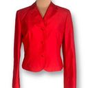 W By Worth  Jacket Red Silk Cropped Tailored Hourglass Sharp Shoulder Jewel Tone Photo 0