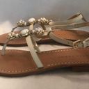 Ivanka Trump  Pepin Ivory Leather Sandals with Bead Embellishment Photo 2