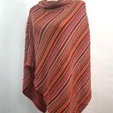 Big Buddha  Multi Color Striped Orange and Red Poncho Photo 0