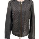 Cole Haan  Black Collarless Quilted Faux Leather Jacket Size Medium Photo 0