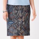 J.Jill  Mod Paisley Jacobean Print Ponte Pencil Skirt Size Medium Photo 0