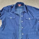 Denim & Co  Womens Jacket 1X Blue Faux Suede Button Up Collar Drawstring Pockets Photo 5