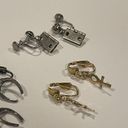 Gold Hinge Lot Of 3 Fun Novelty Clip On Screw On Earrings Dangle- Door Hinge Horseshoe Etc Photo 3