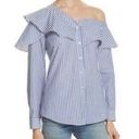 Bardot Striped Asymmetric Striped Button Down Shirt Photo 0