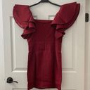 TCEC | NWOT | Square Neck Ruffle Sleeve Dress | S | Burgundy | CD02485 Photo 1