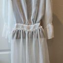 Betsey Johnson  Satin lace ruffle belted wrap Robe White Pearl size Medium Photo 4