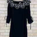 Loft  NWT Navy Lace Appliqué Off the Shoulder Shift Dress Size S Photo 3