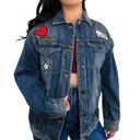 EXPRESS Y2k Vintage  Jean Jacket with Patches Medium Heart Kidcore Retro Denim Photo 2