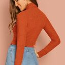 SheIn Orange Turtleneck Ribbed Sweater Size XS Photo 3