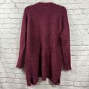 Pink Lily  Cardigan Sweater Soft Fuzzy Eyelash Knit Front Pockets Burgundy M Photo 1