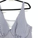 Cacique Swim By  Tankini Swim Top Womens Size 44DD Striped Blue White Underwire Photo 2